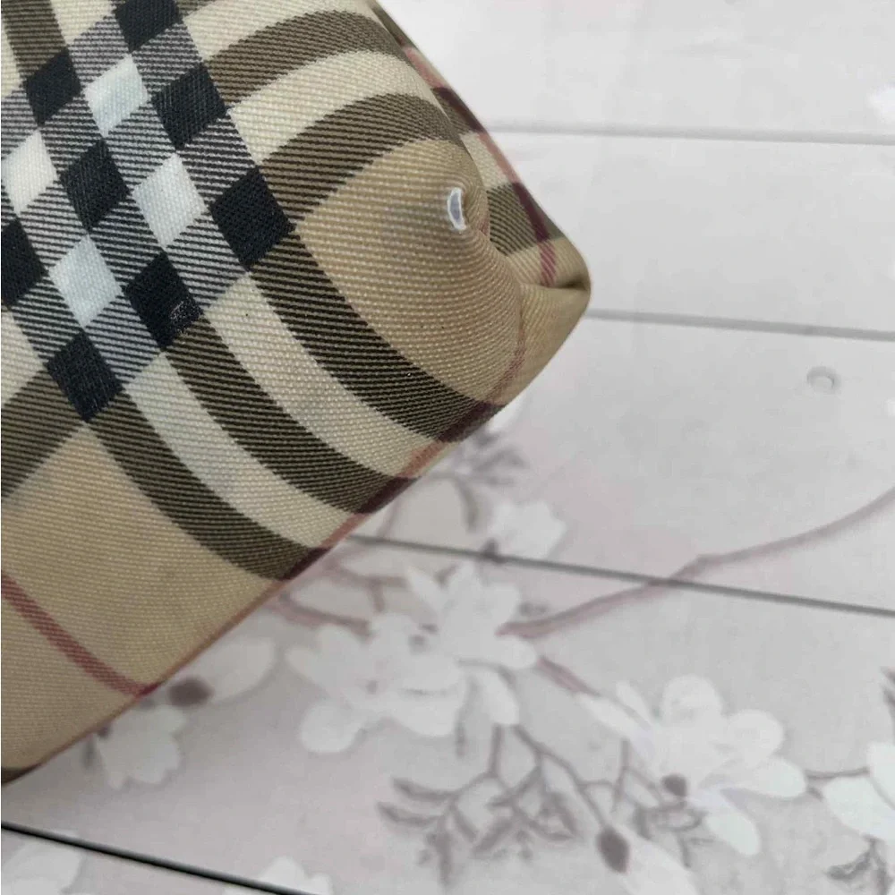 Burberry Beige and Black Check Cosmetic Bag